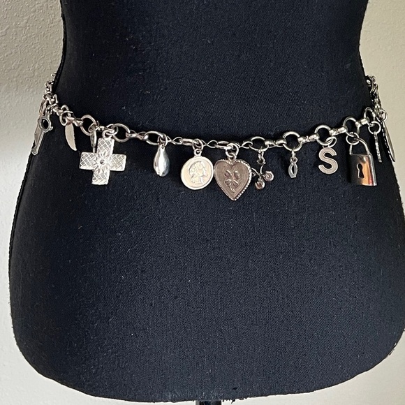 Women’s Silver Tone Charm Medallion Belt Necklace Bracelet main image 10